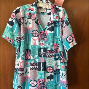 RSVLTS womens Shore thing Shirt in Teal & Pink 3x